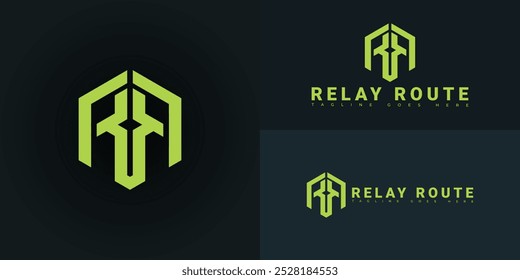 Modern hexagon initial vector letter R or RR logo in green color isolated on multiple background colors. The logo is suitable for software product logo design inspiration templates.