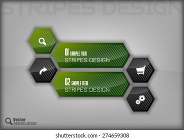 Modern hexagon layout. Black and green vector design.
