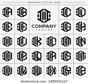 Modern hexagon letter I II logo design set