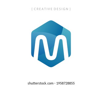 Modern Hexagon letter M technology. Trendy M logo icon design element template.