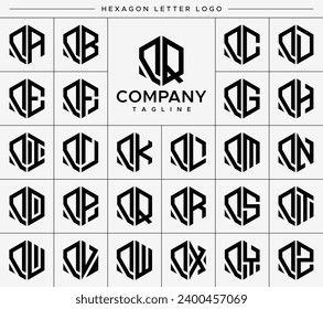 Modern hexagon letter Q QQ logo design set