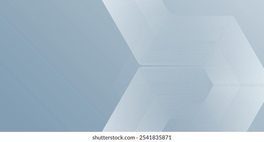 Modern hexagon lines on gray background simple art