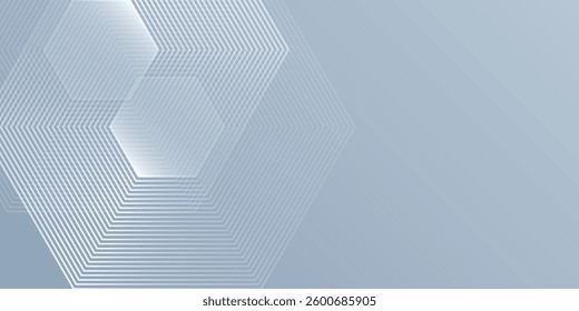 Modern hexagon lines on gray background. Geometric stripe abstract modern simple