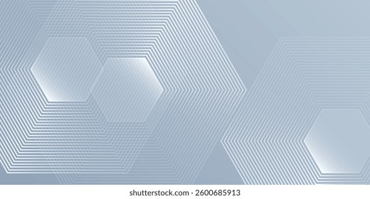 Modern hexagon lines on gray background. Geometric stripe abstract modern