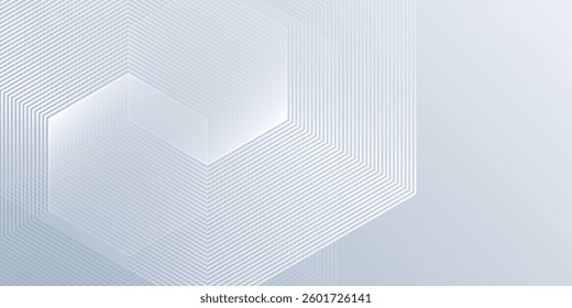 Modern hexagon lines on gray background. Geometric stripe abstract modern simple