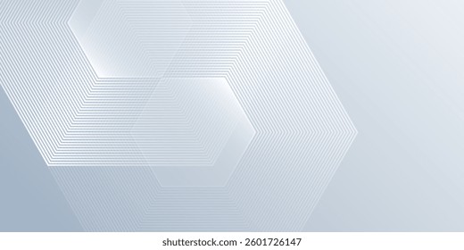 Modern hexagon lines on gray background. Geometric stripe abstract