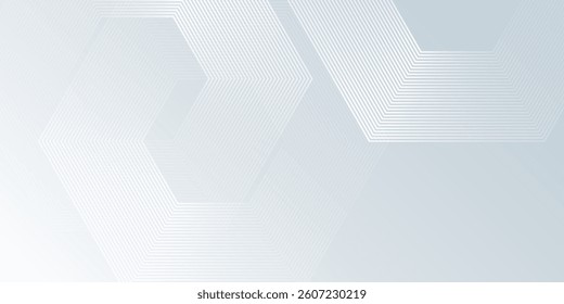 Modern hexagon lines on gray background. Geometric lines background simple
