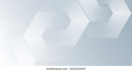 Modern hexagon lines on gray background. Geometric lines illustration abstract modern simple