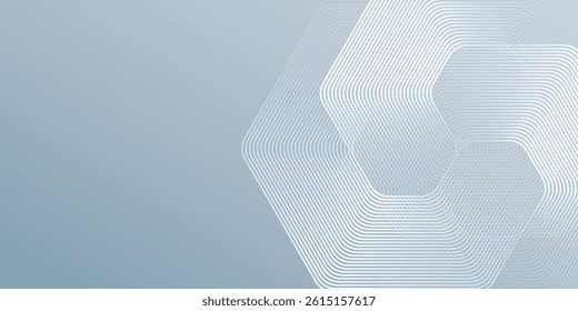 Modern hexagon lines on gray background. Geometric stripe line art illustration abstract