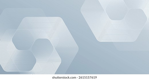 Modern hexagon lines on gray background. Geometric stripe line art illustration abstract simple design