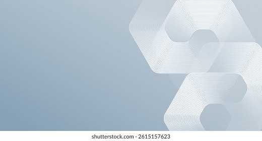 Modern hexagon lines on gray background. Geometric stripe line art illustration