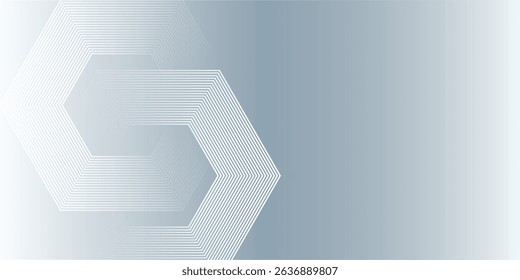 Modern hexagon lines on gray background. Geometric lines art