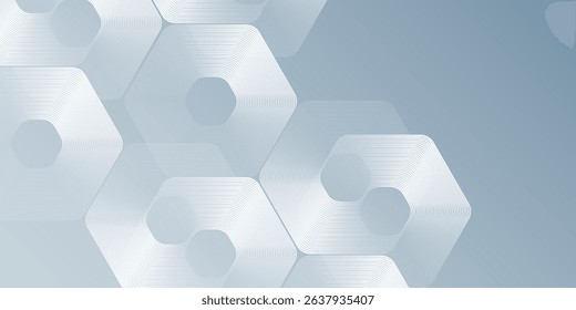 Modern hexagon lines on gray background. Geometric stripe line modern abstract art
