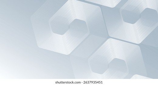 Modern hexagon lines on gray background abstract modern design art