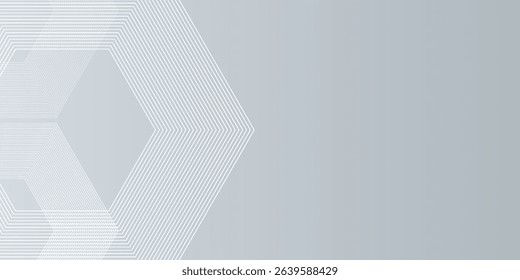 Modern hexagon lines on gray background. Geometric lines design nice art. 
