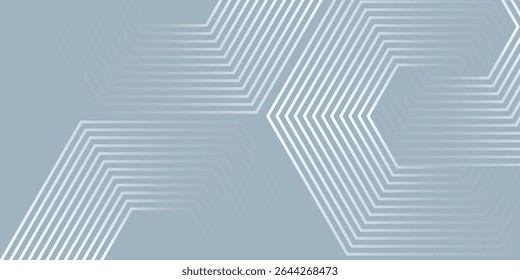 Modern hexagon lines on gray background. Geometric lines simple design modern art