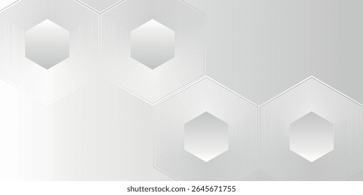 Líneas hexagonales modernas sobre fondo gris. Línea de raya geométrica abstracta moderna