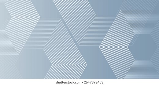 Líneas hexagonales modernas sobre fondo gris. Arte de la raya geométrica simple