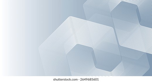 Modern hexagon lines on gray background. Geometric stripe abstract modern