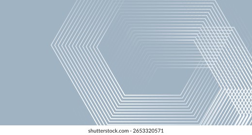 Líneas hexagonales modernas sobre fondo gris. Líneas geométricas de diseño simple moderno. tecnología abstracta de hexágono futurista