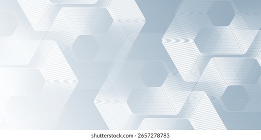 Modern hexagon lines on gray background. Geometric stripe abstract design art modern