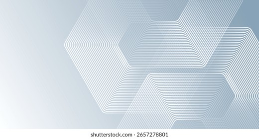 Linhas de hexágono modernas em fundo cinza. Design abstrato de faixa geométrica