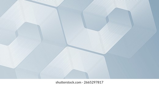 Líneas hexagonales modernas sobre fondo gris. Ilustración de diseño simple abstracto de franja geométrica