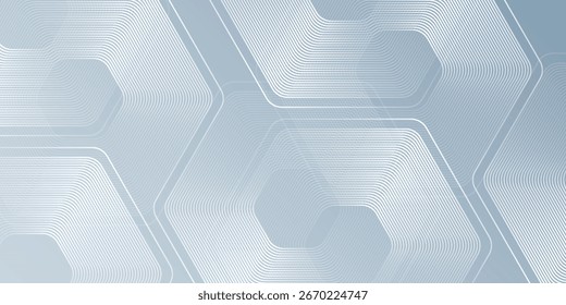 Linhas de hexágono modernas em fundo cinza. Banda geométrica abstrata arte moderna simples