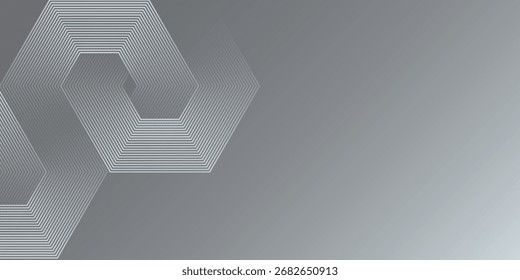Moderne sechseckige Linien auf grauem Hintergrund geometrisch