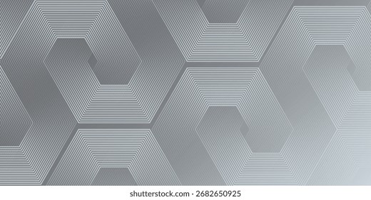 Moderne Sechsecklinien auf grauem Hintergrund geometrische Kunst einfach