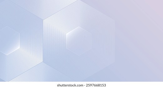 Modern hexagon lines on light mesh blue an pink background. Geometric stripe line art design for poster, brochure, cover, website, header, web banner, presentation illustration abstract modern
