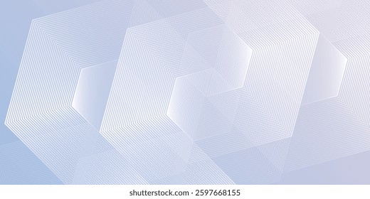 Modern hexagon lines on light mesh blue an pink background. Geometric stripe line art design for poster, brochure, cover, website, header, web banner, presentation illustration abstract