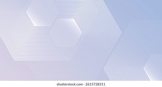 Modern hexagon lines on light mesh blue an pink background. Geometric stripe line art design for poster, brochure, cover, website, header, web banner, presentation simple