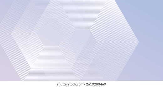 Modern hexagon lines on light mesh blue an pink background. Geometric stripe line art design for poster, brochure, cover, website, header, web abstract modern simple