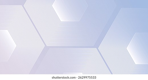 Modern hexagon lines on light mesh blue an pink background. Geometric stripe line art design for poster, brochure, cover, website, header, web banner, presentation simple abstract