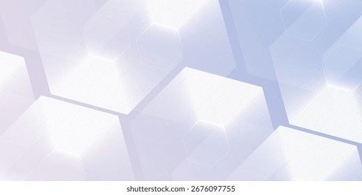 Líneas hexagonales modernas sobre fondo azul y rosa de malla clara. Diseño geométrico del arte de la línea de la raya para el cartel, folleto, cubierta, Sitio web simple abstracto moderno