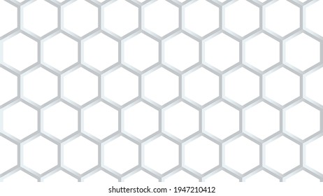 Modern hexagon lines, vector background with 3D hexagonal silver lines on white background. Luxury vector backdrop for product image, landing page, webinar announcement, Linkedin banner, Facebook cove