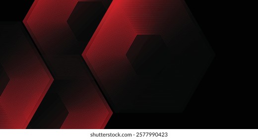 Modern hexagon red and black are light pattern with the gradient is the with floor wall metal texture soft tech art modern simple design