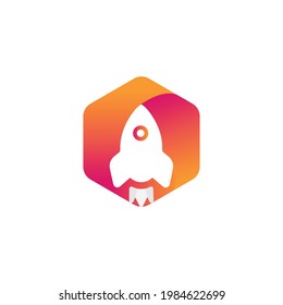 Modern hexagon rocket logo design