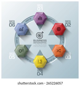 Modern Hexagon Round Rotate Step Business Infographic Diagram Vector Design Template