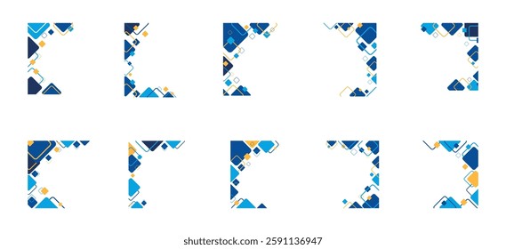 Modern Hexagon Shape Border and Corner Frame Vector Set Collection. Decorative Elements Corners, Borders, and Frames. Geometric Shape for Banners, Certificates, Invitations, and Covers Design