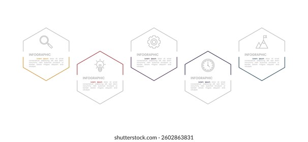 Modern hexagon shape infographic vector with 5 step icons