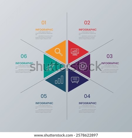 Modern hexagon shape infographic vector with 6 step icons