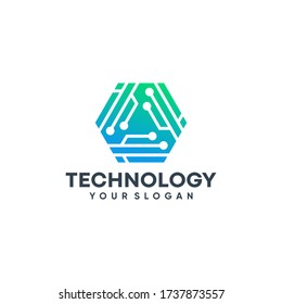 Modern Hexagon tech logo designs concept vector, Hexa Technology logo template