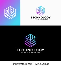Modern Hexagon Technology Logo Design Vector Template