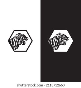 modern hexagon tiger logo design