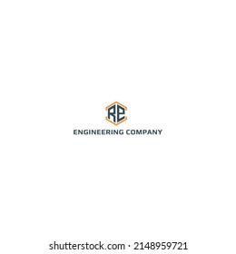 Modern hexagon vector initial letter RE or ER logo in blue color isolated on multiple background colors. The logo is suitable for engineering company logo design inspiration templates.