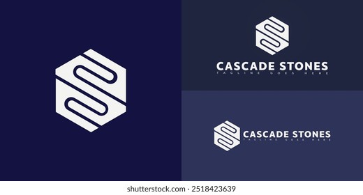 Modern hexagon vector initial letter CS or SC logo in white color isolated on black background colors. The logo is suitable for property developer logo design inspiration templates.
