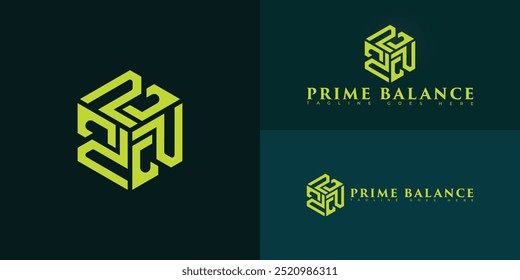 Moderno vetor hexágono inicial letra PB ou BP logotipo em amarelo cor isolada em várias cores de fundo. O logotipo é adequado para modelos de inspiração de design de logotipo de empresa de gerenciamento de riqueza.
