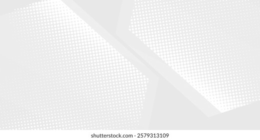 Modern hexagon white and gray background with dot white gray wave light technology abstract design vector